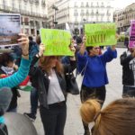 Acción durante la charanga de despedida a Miki pidiéndole que no vaya a Eurovisión en Israel