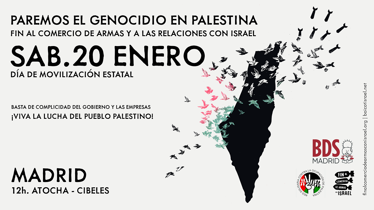 Organizaciones y colectivos de Madrid que apoyan la manifestación estatal del 20E: “Paremos el genocidio de Palestina”