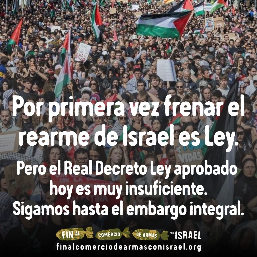 Por primera vez, frenar el rearme de Israel es ley